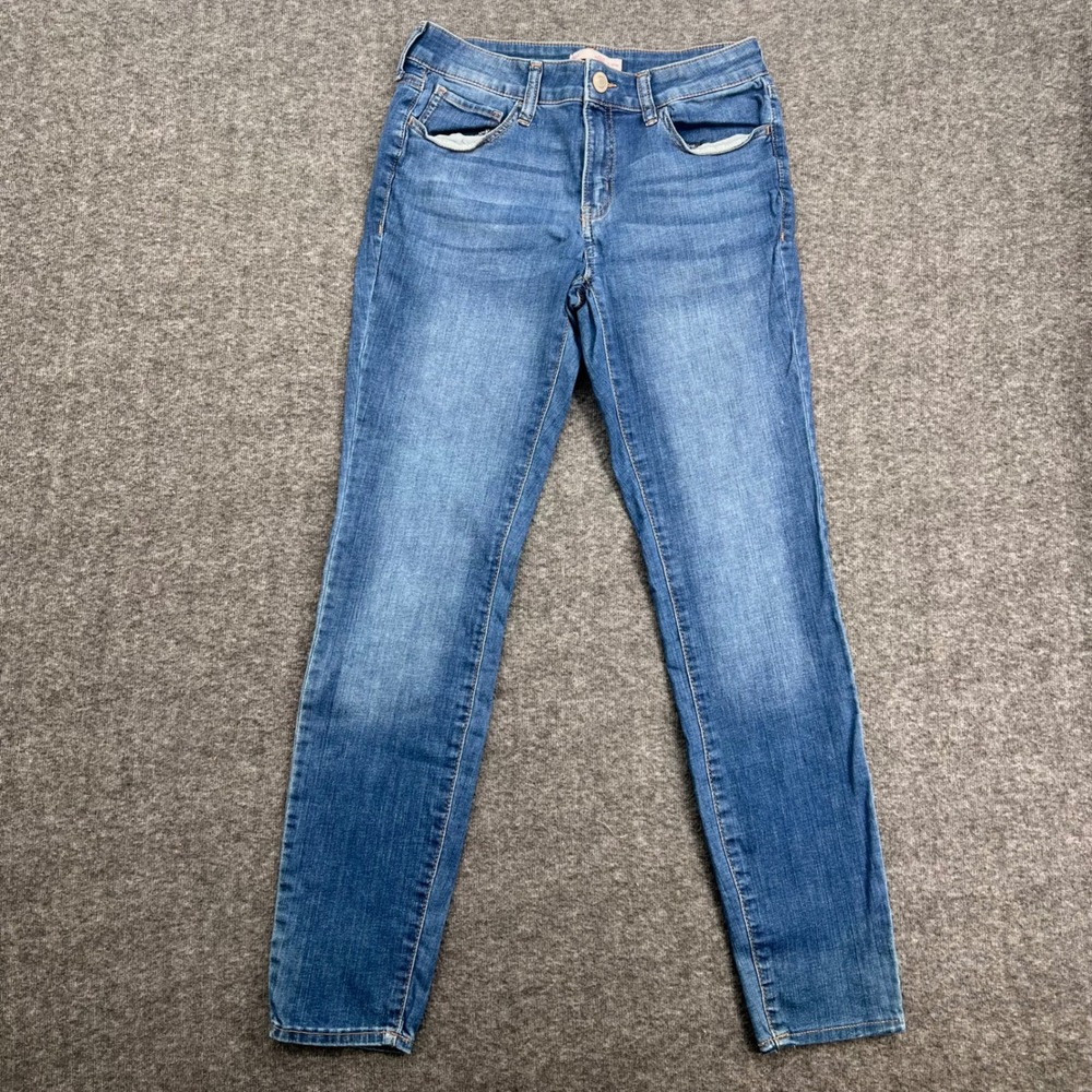 SO‎ Womens Low Rise Skinny Jeans Medium Wash Blue Stretch Denim Size 5 27W